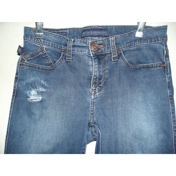 Rock & Republic Berlin Jeans Womens 6x31"stretch skinny tapered distressed holes - Picture 6 of 14